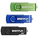 EASTFUN 3 Pcs 16GB USB 2.0 Flash Drive Fold Storage Memory Stick Thumb Drive Swivel Design, Mix Colors (Black Blue Green)