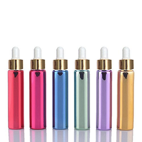 6 Sets Assorted 10ml UV Coated Glass Dropper Bottles Grand Parfums Refillable Dropper Bottles with Glass Pipette for Essential Oil, Serums, Fragrance,