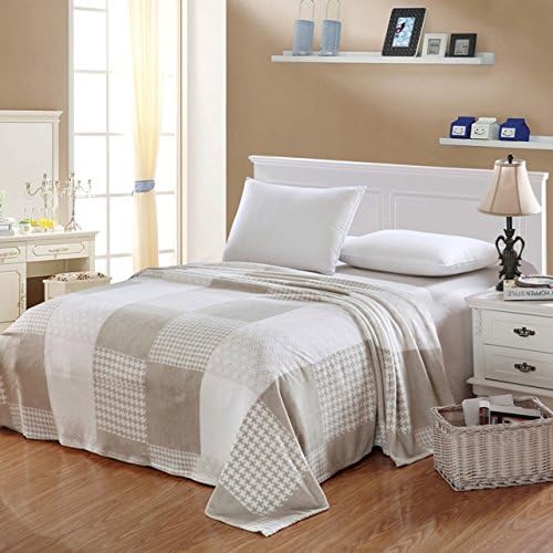 Camesa Micro Fleece Squares, Beige and White, (King Size)