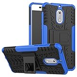 Nokia 6 Case,Mustaner Dual Layer Shock-Absorption Armor Cover Full-body Protective Case with Kickstand Combo PC+TPU Back for Nokia 6 (Blue)
