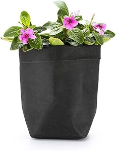 AKOAK 1 Pack Washable Kraft Paper Bag, Multifunctional Home Wear-resistant Storage Bag, Shopping Bag, Plant Flower Pot, Reusable Eco-friendly Food Bag (Black)