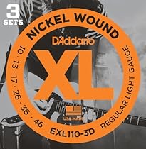 D'Addario EXL110-3D Nickel Wound Electric Guitar Strings, Regular Light, 10-46, 3 Sets
