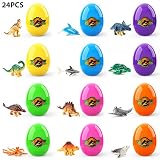 Theefun 24 Pcs Easter Eggs Filled with Popular Dinosaurs and Marine Animals