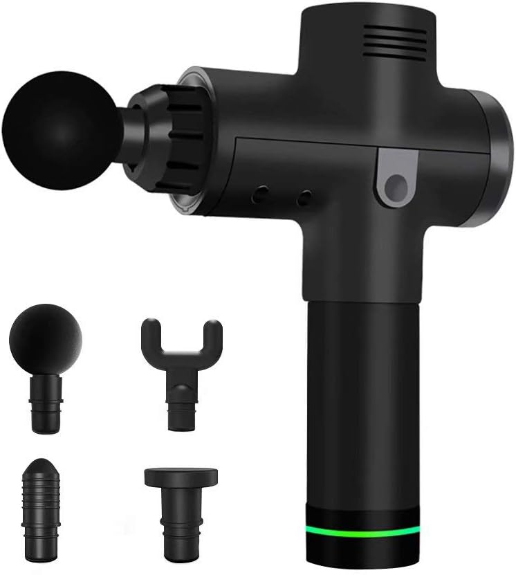 Professional Massage Gun for Athletes, Massage Impact Device Cordless Handheld Vibration Deep Tissue Muscle Electric Gun Quiet with 4 Massage Heads,20 Adjustable Speed, Gift for Father Black
