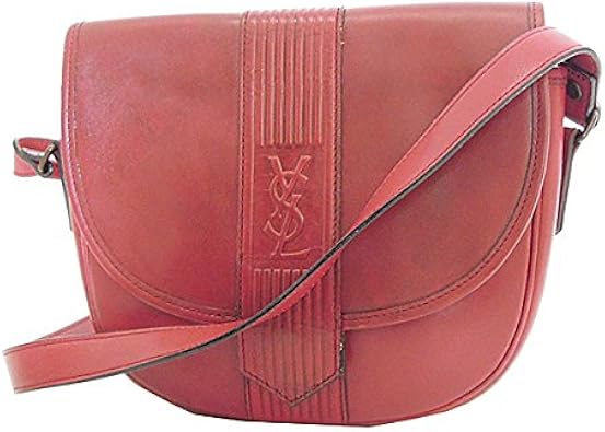 Amazon イヴサンローラン レザー ヴィンテージ ショルダーバッグ レッド 赤 斜め掛け 中古 Yves Saint Laurent イヴサンローラン シューズ バッグ