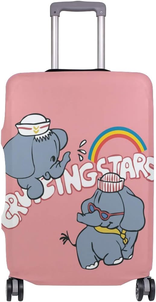 GIOVANIOR Cartoon Little Elephants Rainbow Luggage Cover Suitcase Protector Carry On Covers