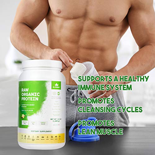 Dr. Forest Organic Raw Cold Pressed Vegan Plant Protein Powder - Add to Your Favorite Smoothies or Shakes - Non-GMO Certified Organic 20 Grams Protein per Serving, 2.2 lbs (Vanilla, 2.2 lbs)