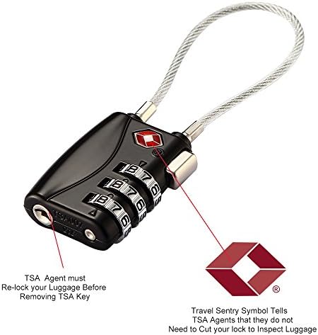 TSA Approved Travel Luggage Locks, 3-Digit Combination Security Cable Padlock