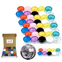 (Quantity: 40 Pieces) Beauticom 3G/3ML High Quality Clear Multi-Color Lid Plastic Cosmetic Lip Balm Lip Gloss Eyeshadow Container Jars