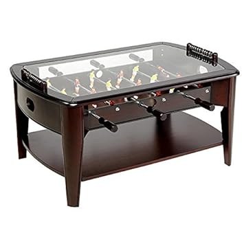 Foosball Coffee Game Wood 42 Table Tempered Glass Top Tabletop Furniture Family Dark Brown