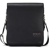VICUNA POLO PU Leather Men Messenger Bag Cross Body Bag Shoulder Bag For Men(large, black)