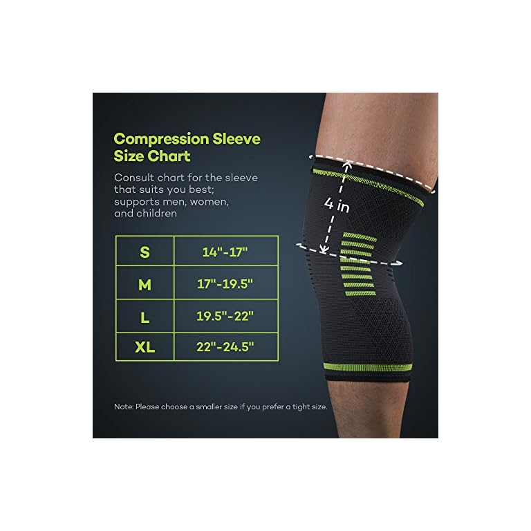 Sable Knee Brace Support Compression Sleeves, 1 Pair FDA Registered