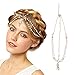 DRESHOW Head Chain Hair Accessories Bohemian Diamond Pearl Tassel Hair Band Alice Band Gold Leaf Chain Headband 3 Pack