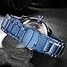 Men Watch Casual Sport Blue Wristwatch Stainless Steel Band With Week and Calendar Waterproof