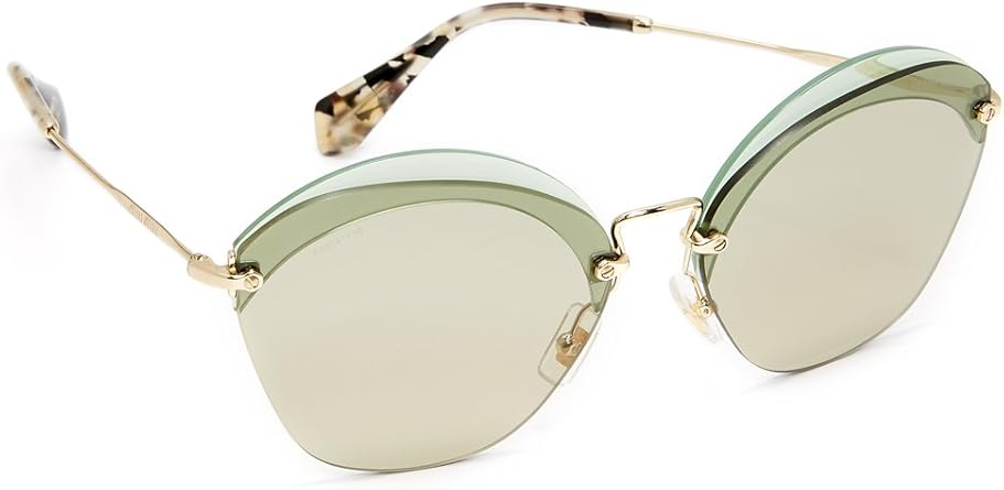 Download Amazon Com Miu Miu Women S Overlapping Sunglasses Transparent Green Light Brown One Size Clothing