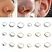 Coobbar 18pcs Retro Round Beads Nose Stud Earrings Nostril Hoop Body Piercing