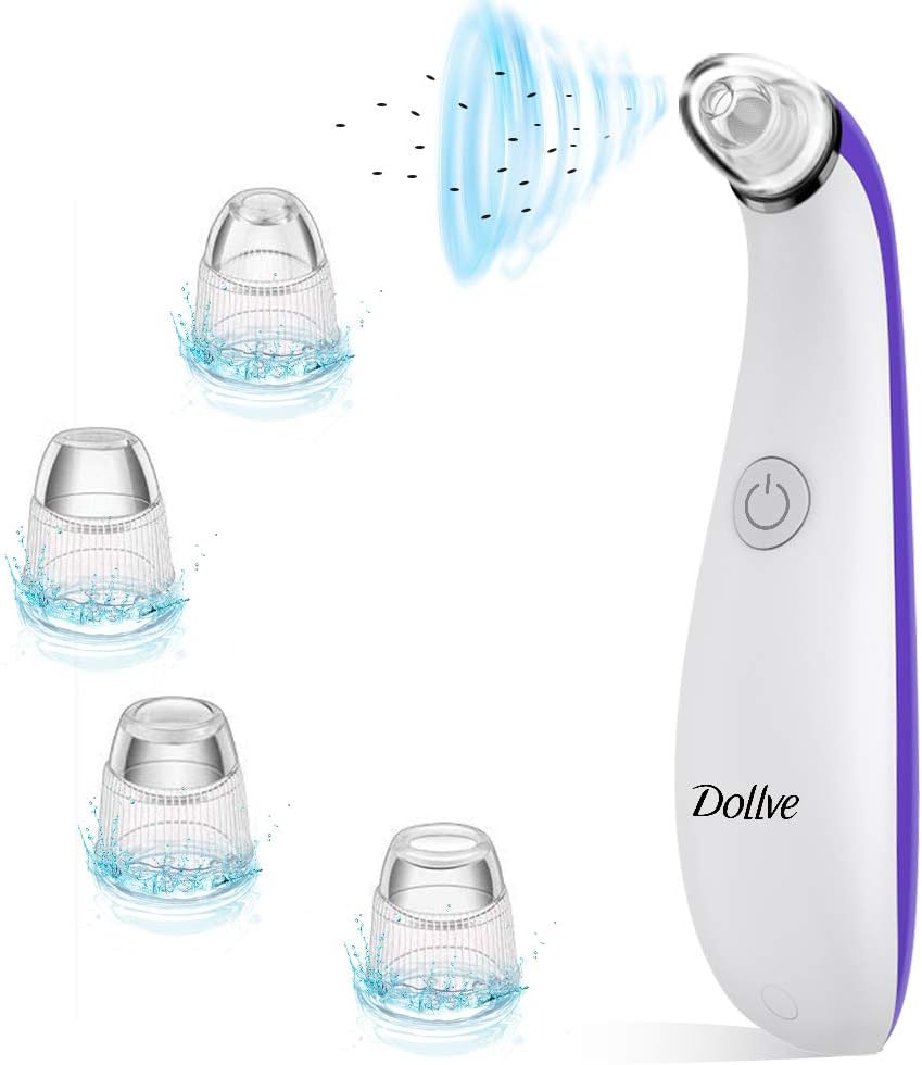 Blackhead Remover Electric Facial Pore Cleaner with 4 Changeable Functional Probes – Rechargeable Vacuum Blackhead Suction Extractor Tool（purple)