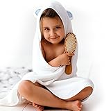 ELLTERA- Best Hooded Baby Towel – 100% Natural Bamboo Extra Size 36Х36in – Anti-Bacterial & Hypoallergenic – BONUS FREE Hairbrush - Eco-Friendly – Hooded towel for kids