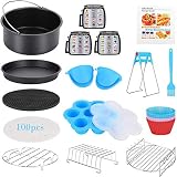 16 Pcs Air Fryer Accessories with Recipe Cookbook for Growise Phillips Cozyna Fits All 3.2QT - 5.8QT Air Fryer, 7in Deep Fryer Accessories