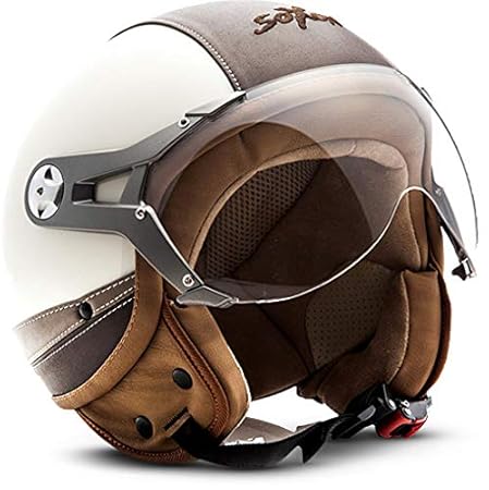 Soxon SP-325-URBAN Creme · Vintage Biker Motorrad-Helm Jet-Helm Bobber Mofa Helmet Pilot Cruiser Roller-Helm Vespa-Helm Retro