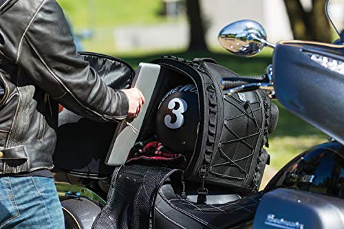 Kuryakyn 5284 Momentum Road Warrior Motorcycle Travel Luggage: Weather Resistant Seat/Trunk/Rack Bag with Sissy Bar Straps, Black