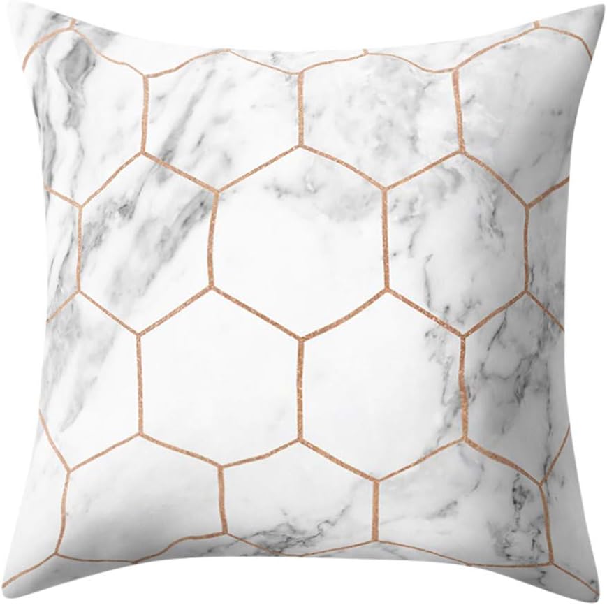 45cm*45cm Pillowcases, Geometric Marble Texture Print Multicolor Square Throw Sofa Pillow Case Decorative Car Cushion Cover (M)