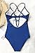 CUPSHE Women's Ladies Vintage Lace Bikini Set Beach Swimwear Bathing Suit One Piece Swimsuit, XL Blue