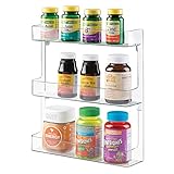 mDesign Storage Organizer for Vitamins, Supplements, Health Supplies - 3 Tier, Wall Mount, Clear