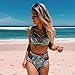Sherry007 Women's Push Up Padding High Waisted Cut Out Printing Bikini Swimsuit,Blue,XXL(US 10-12)