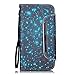 Galaxy S6 Edge Case, Kickstand Card Slots Cash Holder Dual Layer Impact Resistant Case Cover with Wrist Strap Magnetic Snap Closure for Samsung Galaxy S6 Edge- Starry