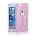 Iphone 6s plus case,I-Fashion 3D Cute Shiny Bling Glitter Hybrid Rubber Case with Sparkly Crystal Rhinestones bow knot chain for iphone 6/6s plus Pink