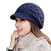 HINDAWI Womens Winter Hat Warm Knit Wool Ski Snow Caps with Visor Navy
