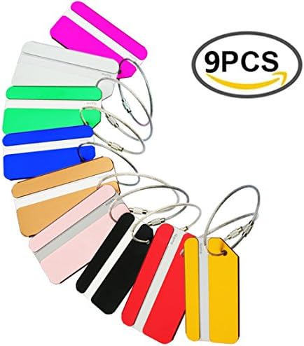 Taotoa 9-pcs Aluminum Alloy Travel Luggage ID Labels Tags,with Metal String Wire