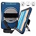 iPad 2017 9.7 Inch Case, Heavy Duty Triple Layer Rugged Shockproof Protective Case with 360 Degree Swivel Kickstand Hand Strap Shoulder Strap for iPad 5th Generation 2017 9.7, Model A1822/A1823, Blue