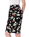 Slim Hip Package Dress Skirt for Women Midi 50's Hepburn Style Classic (M) Floral Black