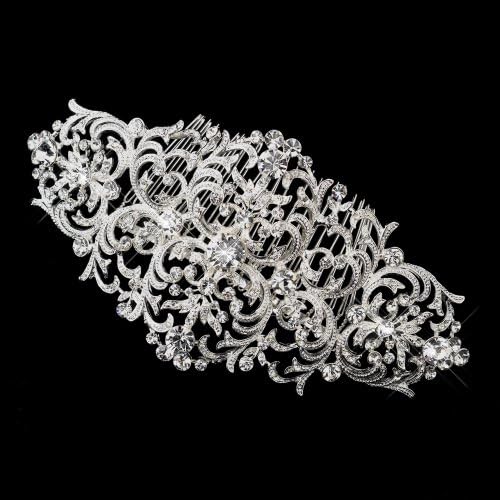 Lilly Silver Clear Comb Wedding Bridal Special Occasion Comb
