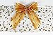 Saybrook Products Gold Stars Cellophane Treat/Party Favor Bags with Twist-Tie Organza Bow. Great for Christmas Holidays.Set of 10 Ready-to-Use, Gusseted 11x5x3 Goodie Bags with Bow. Gold/Clear