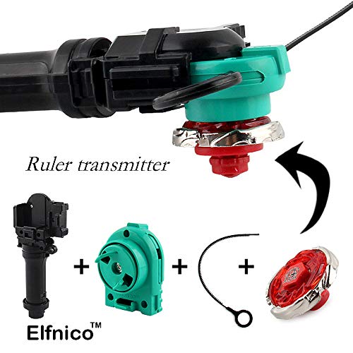Elfnico Battling Tops Metal Fusion Starter Set with 4D Launcher Grip Burst Battle Set