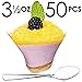 DLux 50 x 3.5 oz Mini Dessert Cups with Spoons, Small Swirl - Clear Plastic Parfait Appetizer Cup - Small Reusable Serving Bowl for Tasting Party Desserts Appetizers - With Recipe Ebook