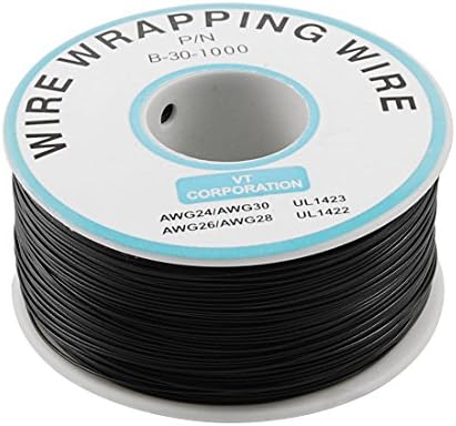 30 Gauge Tin Plated Copper Wire Wrepping Cable Reel - Wire Spool 30AWG 300Meters / 1000 Feet - Black