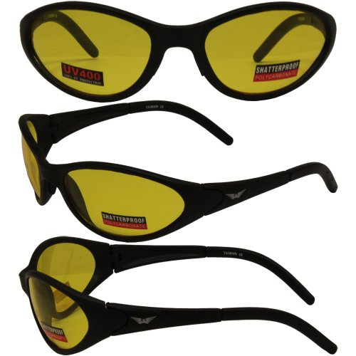 Jaguar Matte Black Frame Sunglasses Yellow Lenses By Global Vision