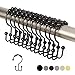 2lbDepot Double Shower Curtain Hooks Rings (Matte Black Decorative Finish) Premium Rust Resistant Stainless Steel Metal Hook, Roller Balls Glide on Shower Rods, Set of 12 pieces
