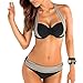 Windowpane® Women Double Colored Padded Push Up Halter Bikini Bra Set Swimsuit