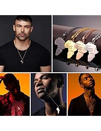 U7 Hip Hop Joyería - Collar con colgante de plata fina de 22 pulgadas de largo, chapado en oro de 18 quilates, diseño de mapa africano