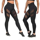 Gillberry High Waist Fitness Yoga Sport Pants Printed Stretch Point Leggings FBA (M, black)
