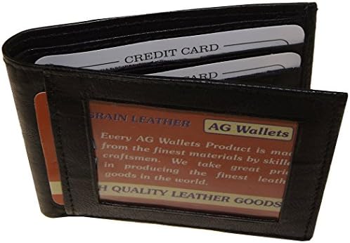 Thinnest Genuine Leather Outside Id Bi-fold 3.75" X 3" (Black)