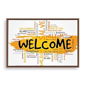 Framed Canvas Wall Art Welcome Canvas Prints Home Artwork Decoration for Living Room,Bedroom - 16x24 inches