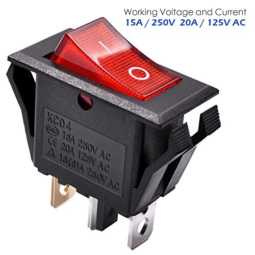 AutoEC On Off Rocker Switch, 10Pcs AC 15A/250V 20A/125V 3 Pin Mini SPST Toggle Switch, Use for Car Auto Boat Household Appliances