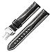 iStrap 18 19 20 21 22mm Genuine Leather Watch Band Padded Calfskin Strap Steel Butterfly Deployant Clasp Super Soft(Six Color Choose)