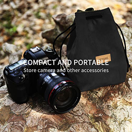 BEIYANG Drawstring Bag Mirrorless Camera Case, Waterproof DSLR Bag Soft Portable Lens Case Gadget for Traveling Outdoor and Canon Nikon Sony Pentax Olympus Polaroid Shockproof Yellow Green Black - Thumbnail 7